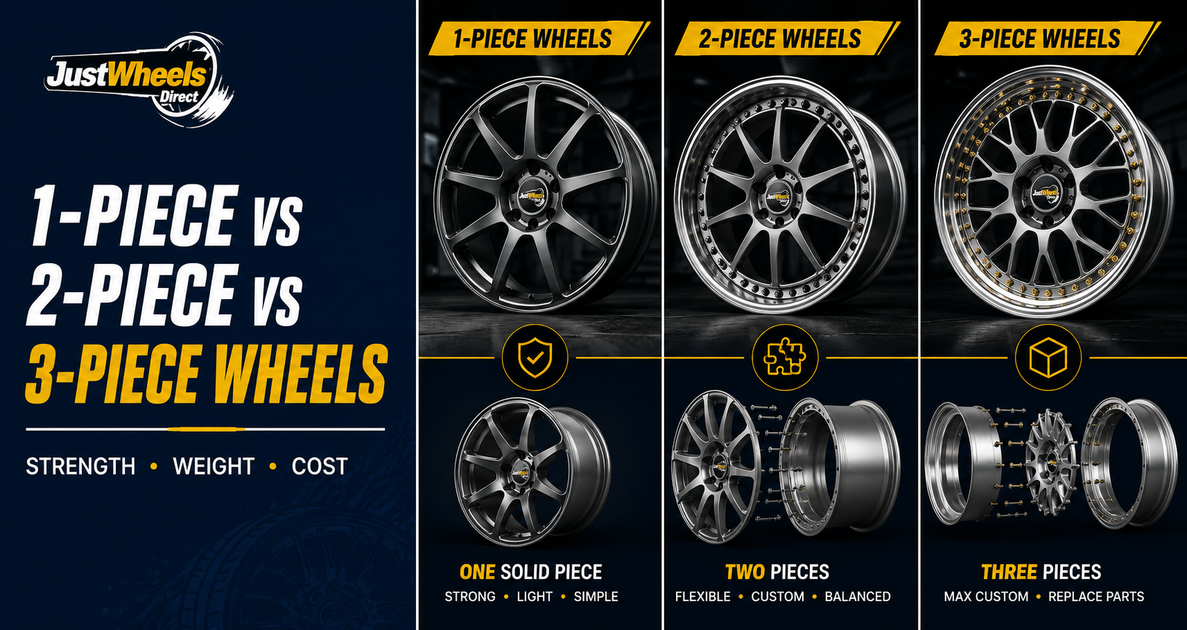 1-Piece vs 2-Piece vs 3-Piece Wheels: Which One Is Right for You?